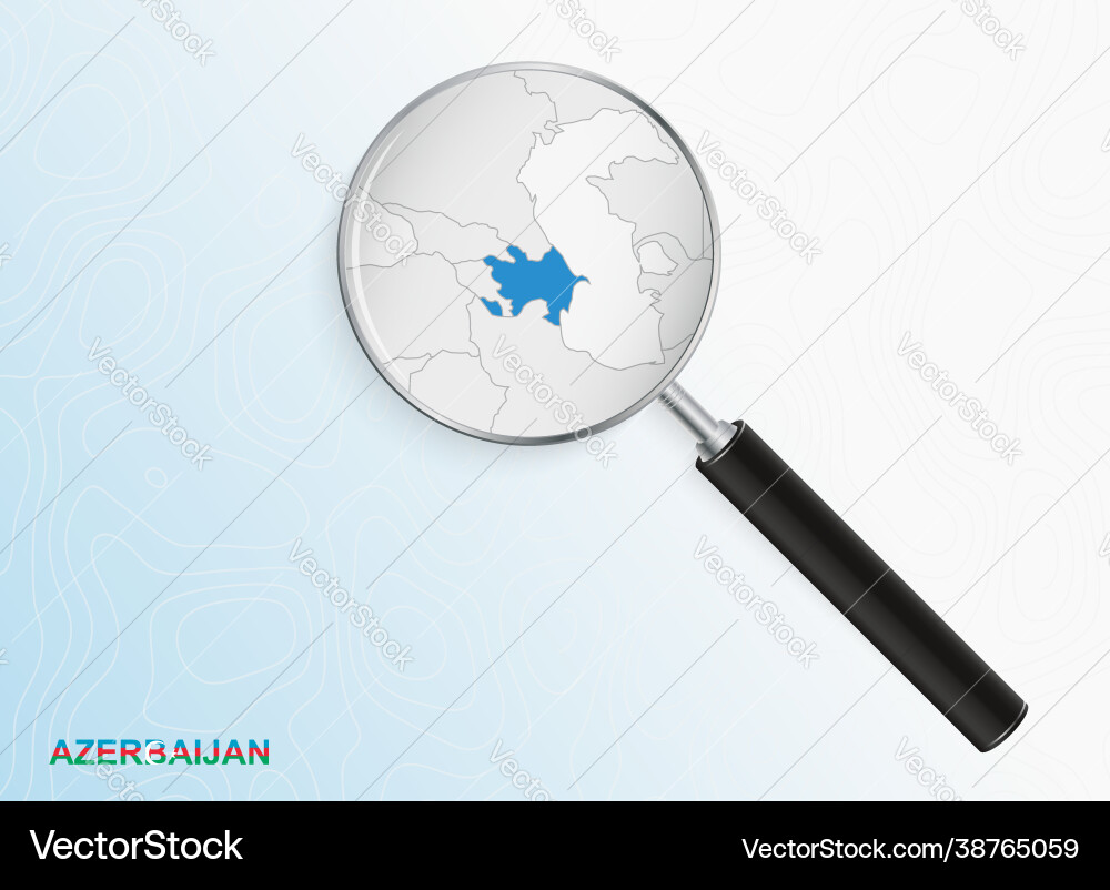 Magnifier with map azerbaijan on abstract Vector Image