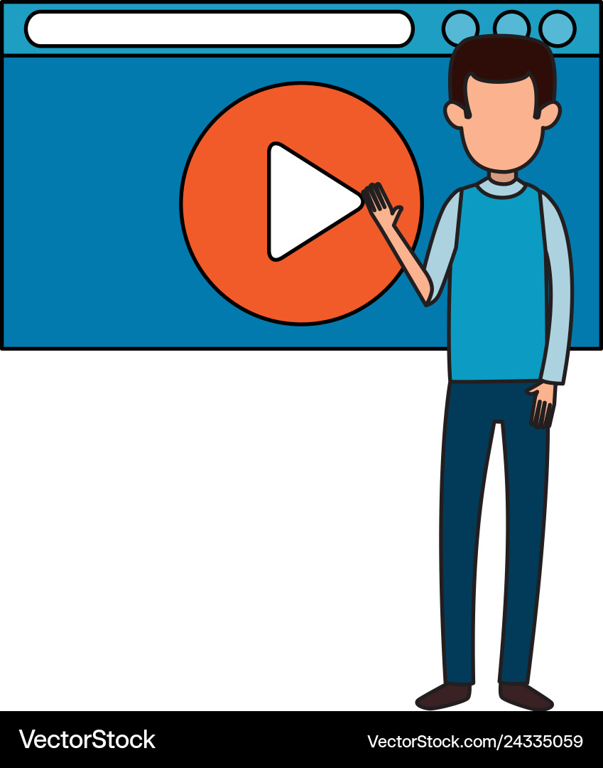 Man teaching with media player display Man teaching with media player display vector image