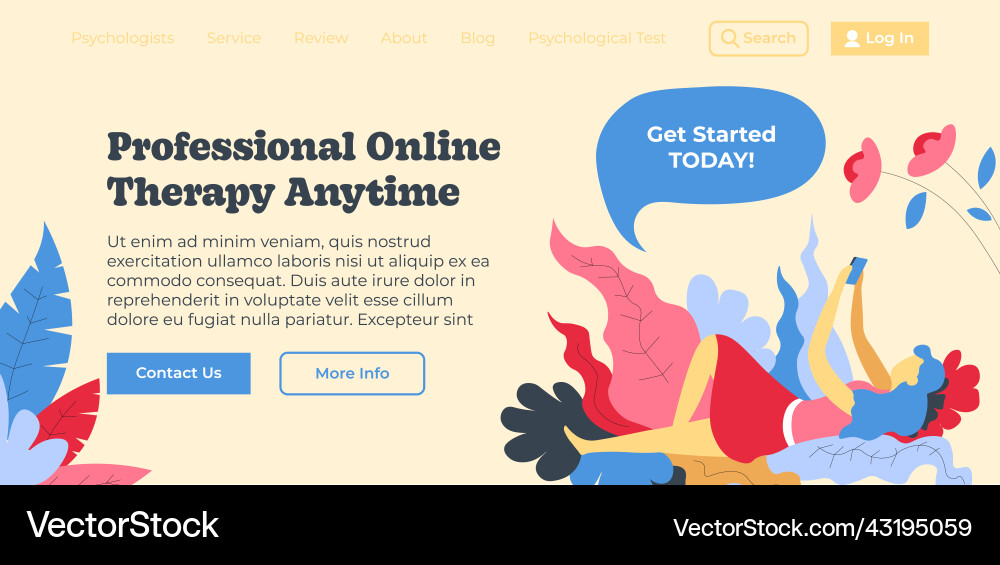 Professional online therapy anytime website page Professional online therapy anytime website page vector image