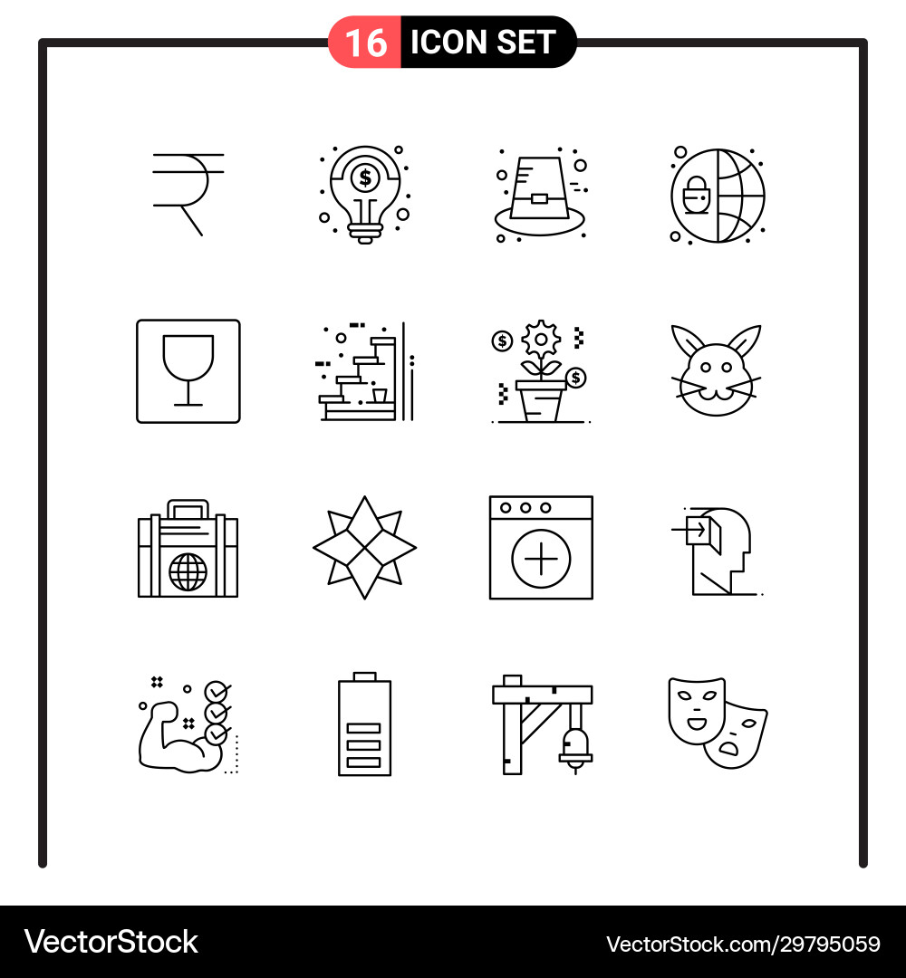 Set 16 line style icons for web and mobile Vector Image