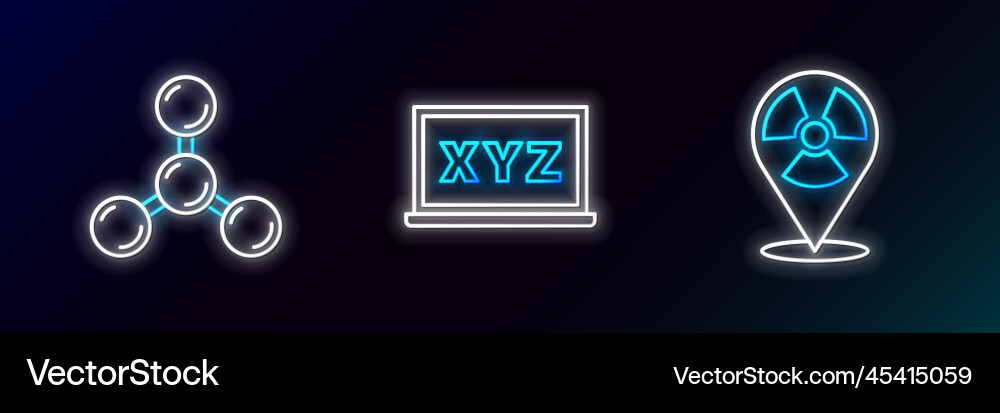 Set line radioactive in location molecule and xyz Set line radioactive in location molecule and xyz Vector Image
