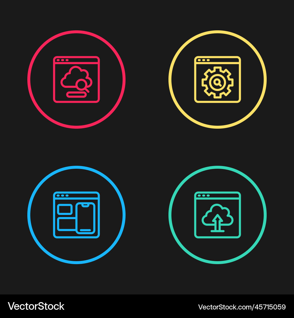 Set line web developer programming code cloud Set line web developer programming code cloud vector image
