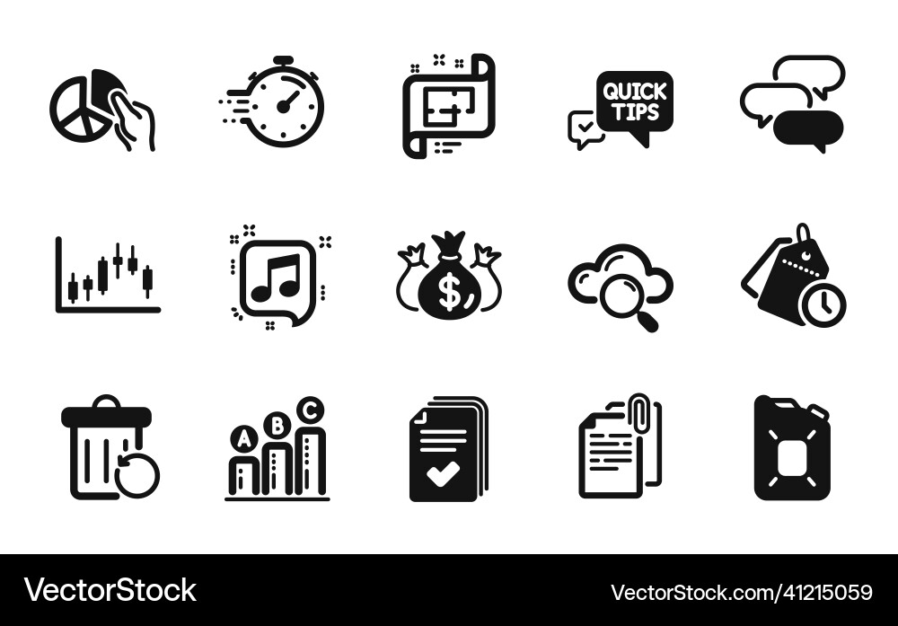 Set of handout candlestick graph and check Vector Image