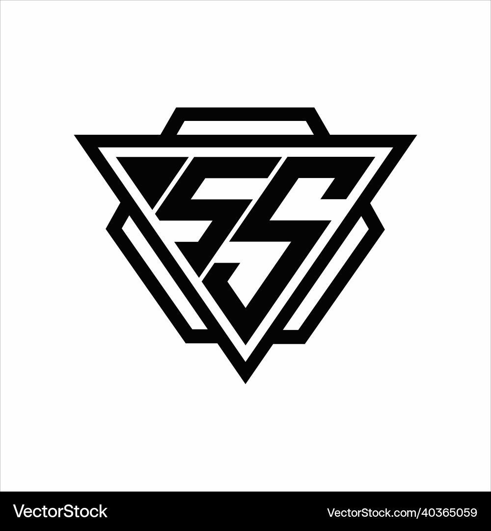 Ss logo monogram with triangle and hexagon vector image