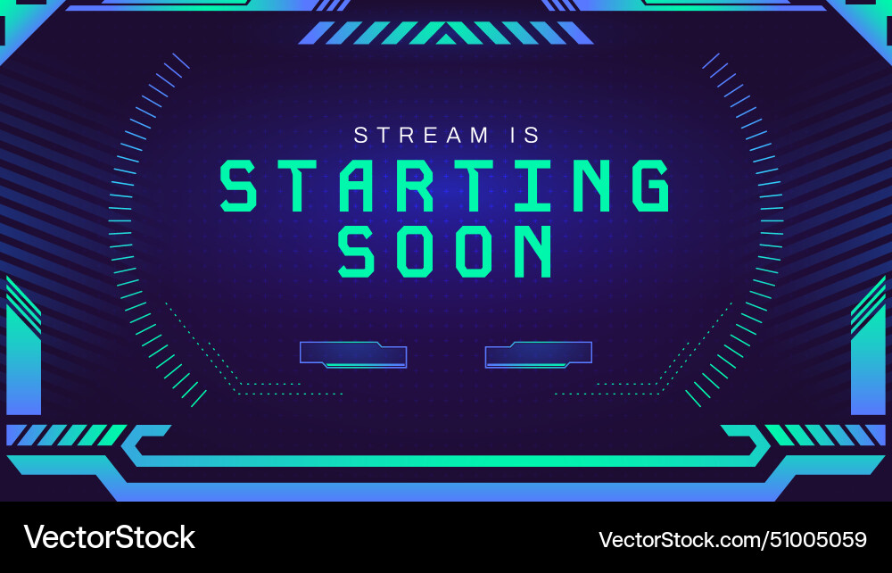 Starting stream screen ui game live streaming Starting stream screen ui game live streaming vector image