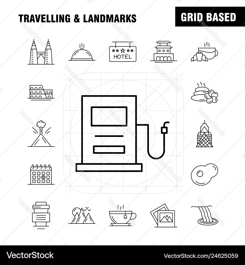 Travelling and landmarks line icon for web print vector image
