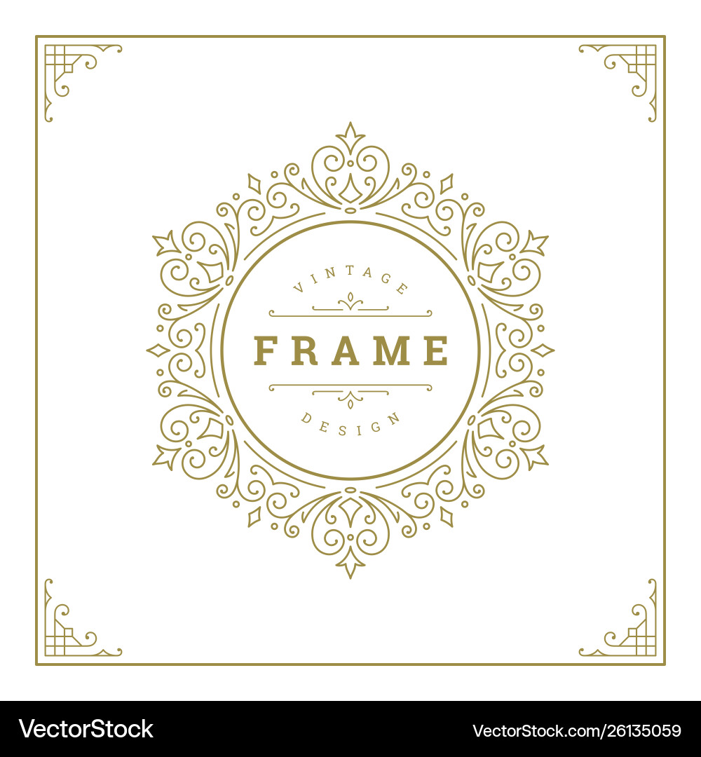 Vintage flourishes ornament swirls lines frame vector image