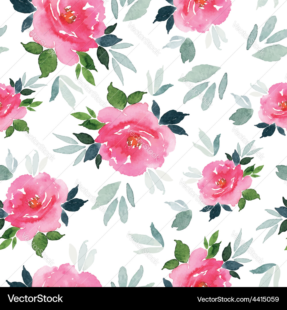 Watercolor Floral Seamless Pattern Vector Image