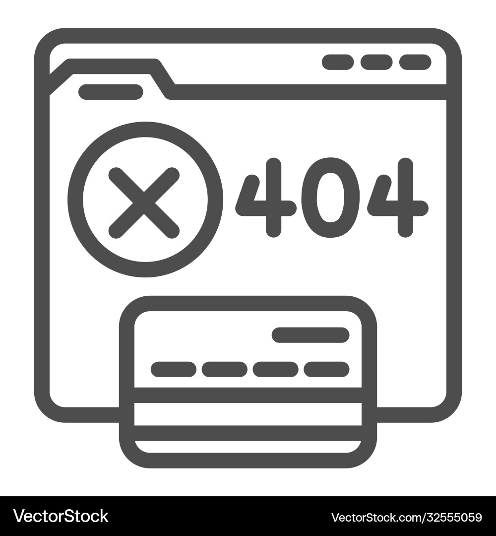 Web site without access and credit card line icon Web site without access and credit card line icon Vector Image