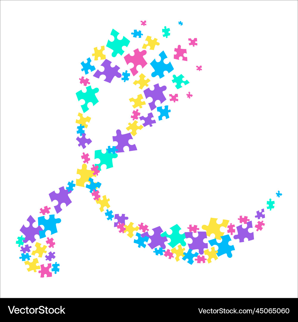 Autism Awareness Puzzle Ribbon Vektorbild
