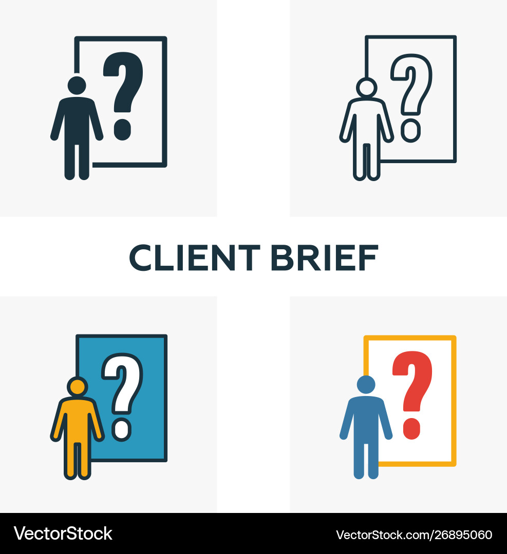 Client brief icon set four elements in different Client brief icon set four elements in different Vector Image