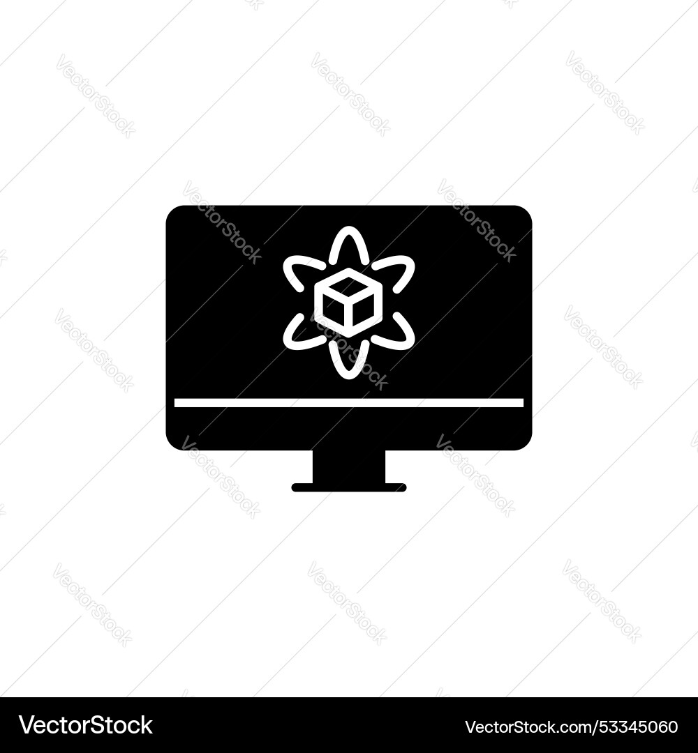 Computer simulation line icon isolated on white Vector Image