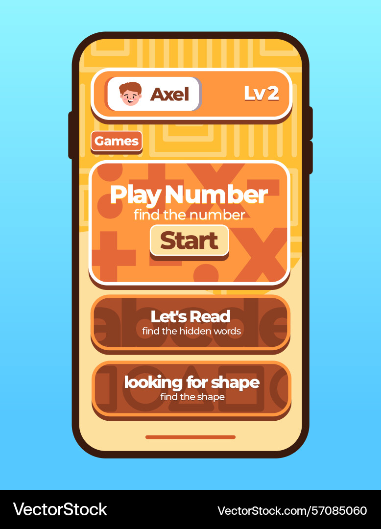Dashboard of game options play number buttons Dashboard of game options play number buttons vector image