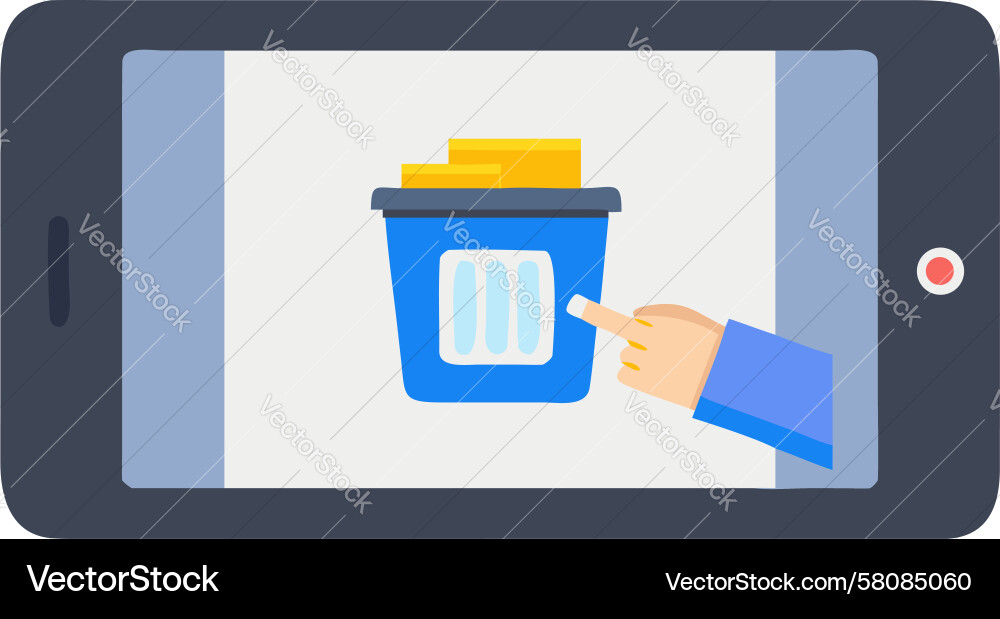Digital Trash Can Icon - Tablet UI Vector Image