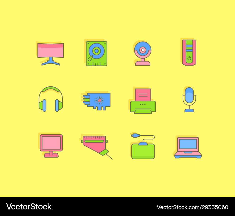 Einfache Zeilensymbole aufrüsten Computer Einfache Zeilensymbole aufrüsten Computer vektorbild