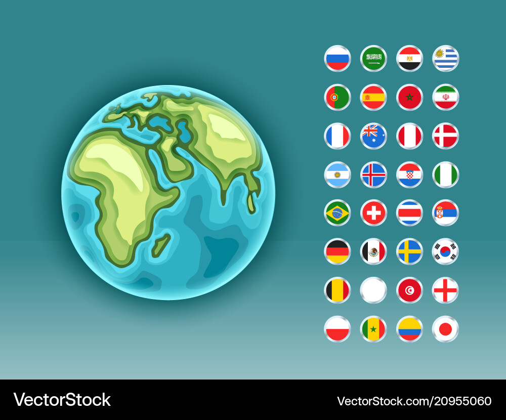 Infographics earth map with flags of different Infographics earth map with flags of different Vector Image