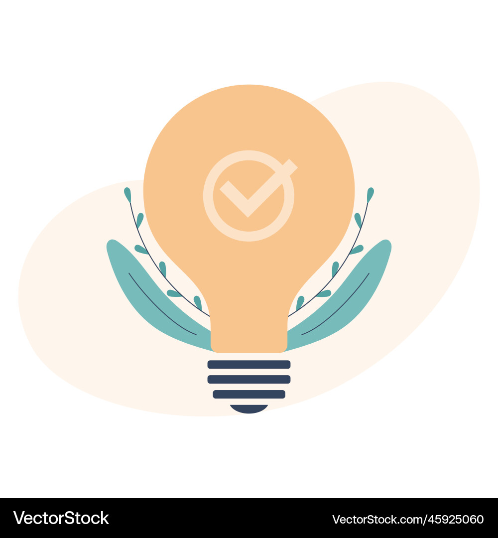 Light bulb and check mark idea solution concepts Light bulb and check mark idea solution concepts vector image