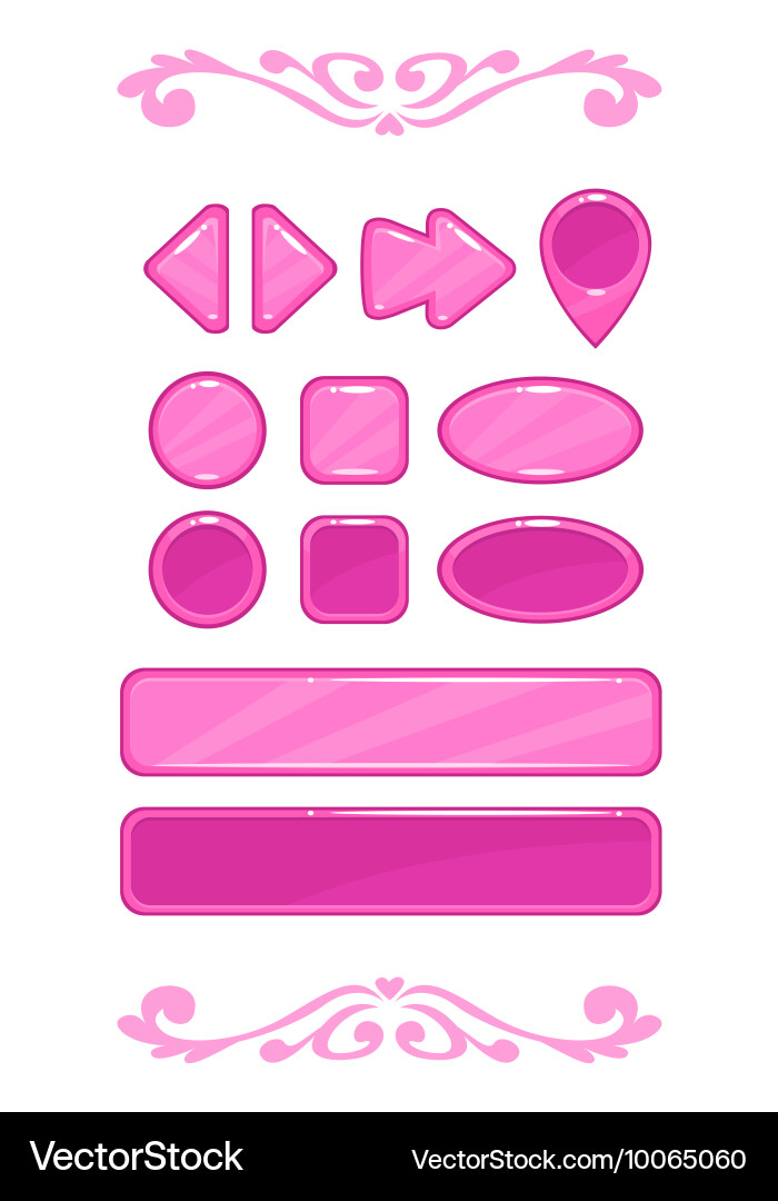 Pink Button UI Set vector image