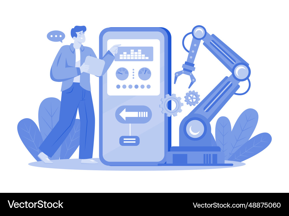 Production automation with mobile app Vector Image