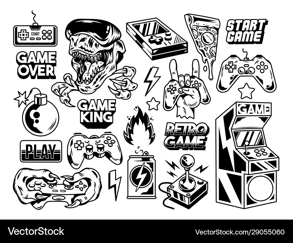 Retro Arcade Game Collection Vector Image