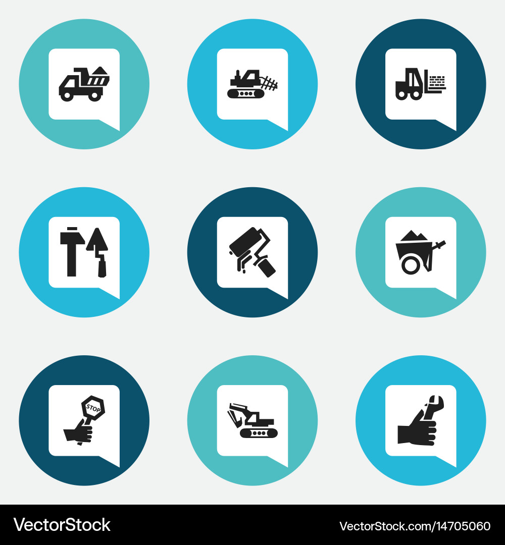Set of 9 editable building icons includes symbols Set of 9 editable building icons includes symbols vector image