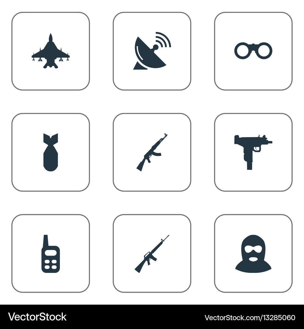 Set of 9 simple army icons can be found Vector Image