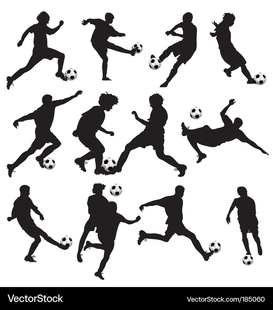 Soccer Player Silhouettes Vector Image