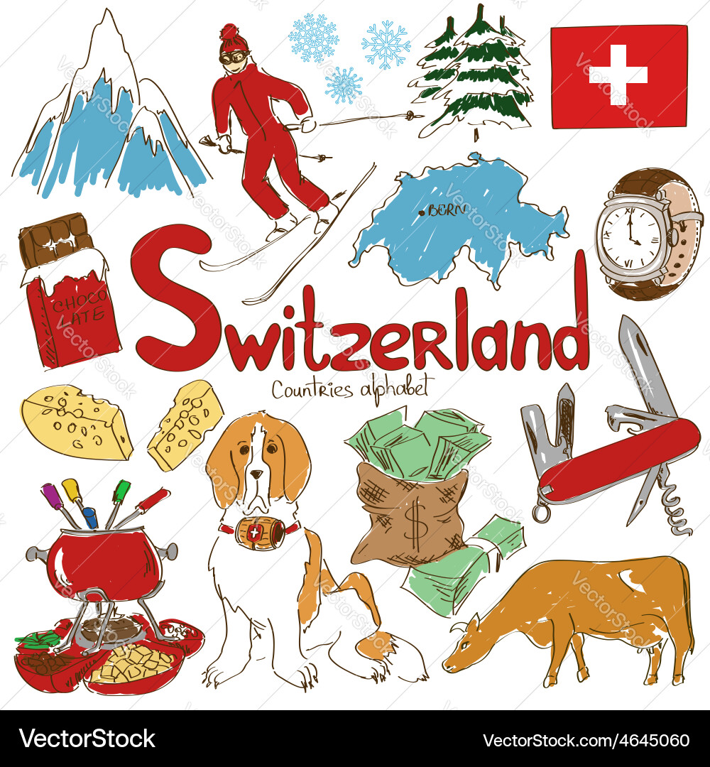 Switzerland Icon Collection Vector Image
