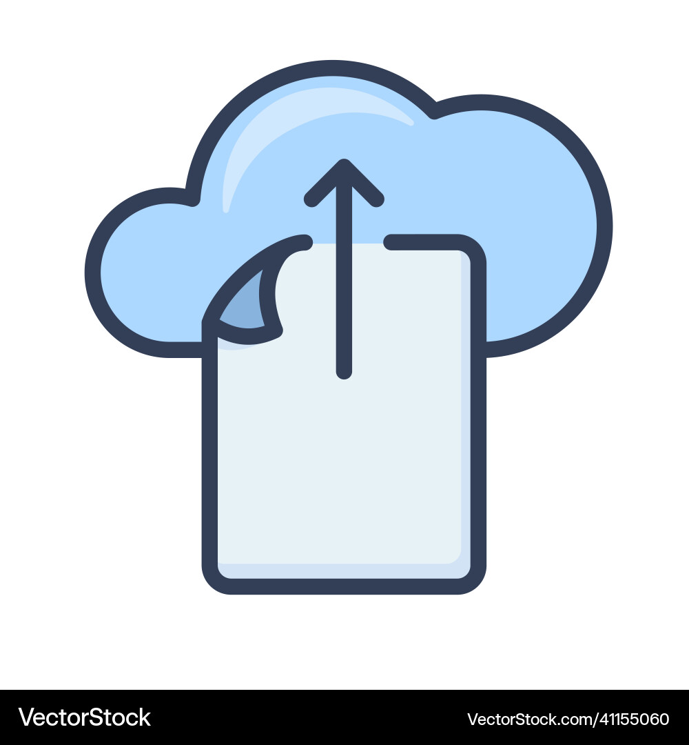 Upload document file paper page cloud single Vector Image