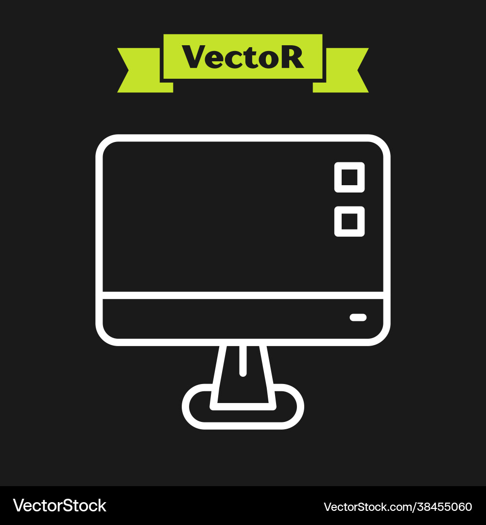 White line computer monitor screen icon isolated Vector Image