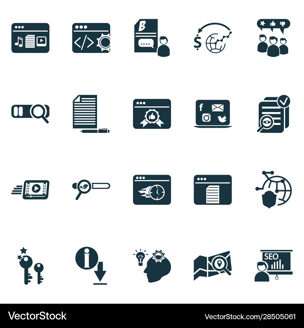 Analytics icons set with local search page Analytics icons set with local search page Vector Image