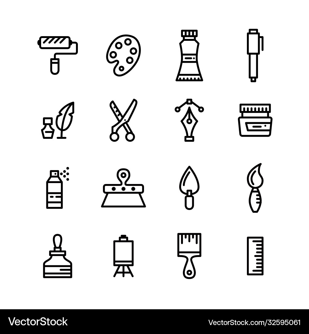 Arts and crafts line art editable stroke icons set Arts and crafts line art editable stroke icons set vector image