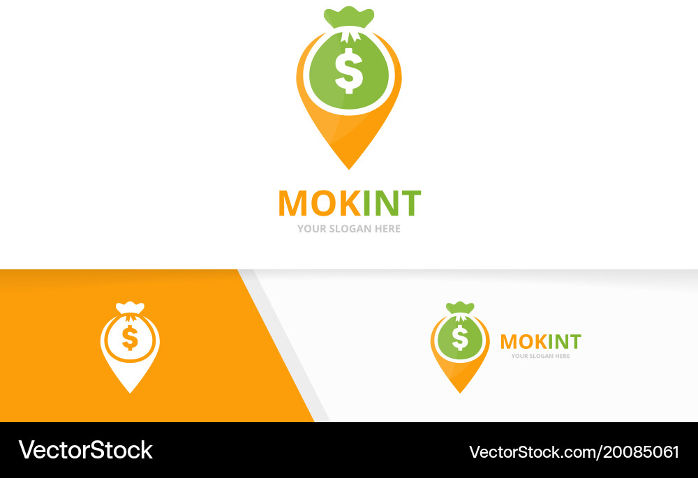 Bag and map pointer logo combination sack vector image