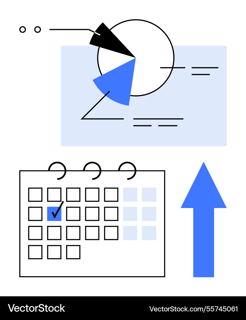 Business progress analysis with pie chart Business progress analysis with pie chart vector image