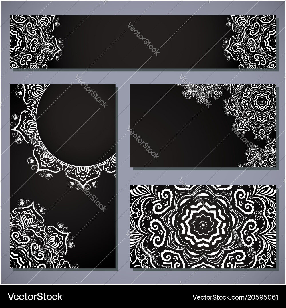 Card set round ornamental pattern Vector Image