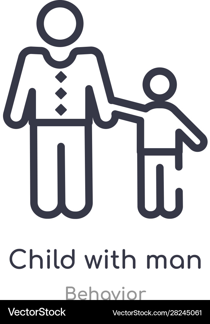 Child with man outline icon isolated line from vector image
