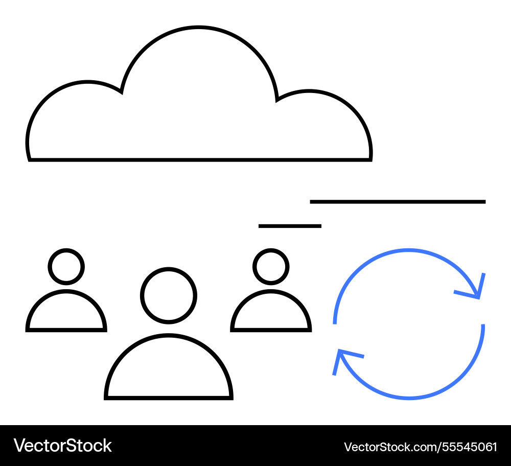 Cloud collaboration with team and continuous Vector Image