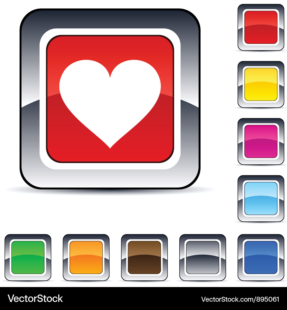 Colorful Heart Button Set Vector Image