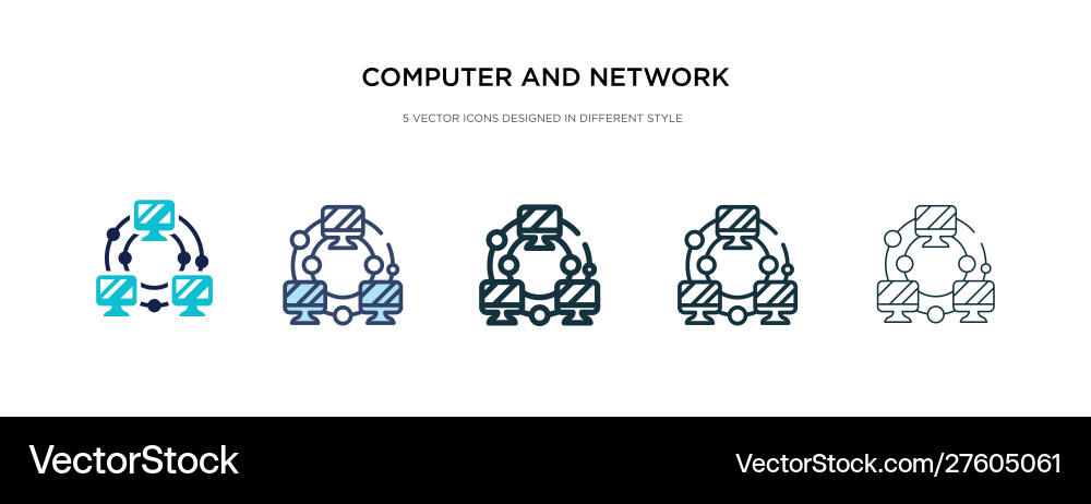 Computer and network icon in different style two Computer and network icon in different style two Vector Image