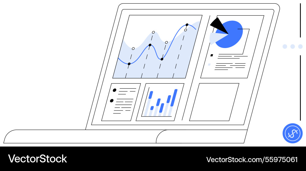Data analytics dashboard with graphs charts Data analytics dashboard with graphs charts vector image