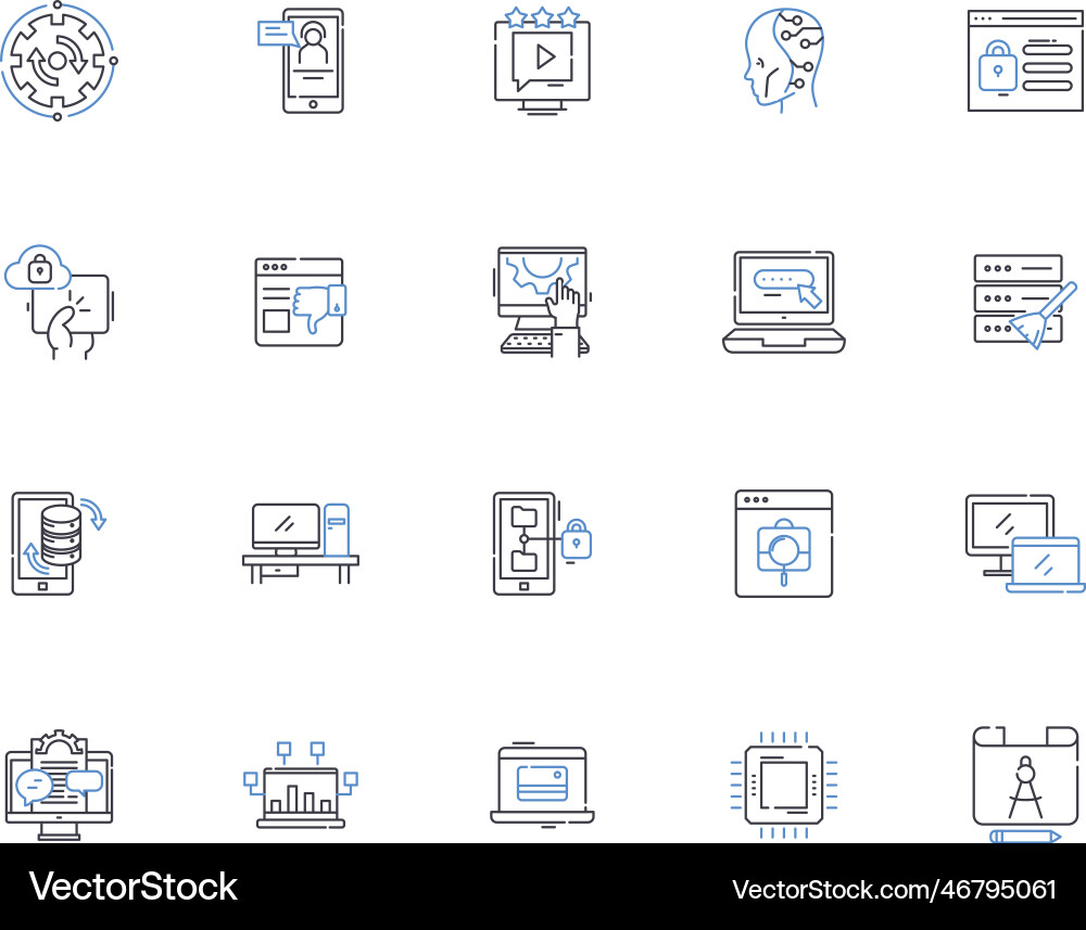 Framework line icons collection structure Vector Image