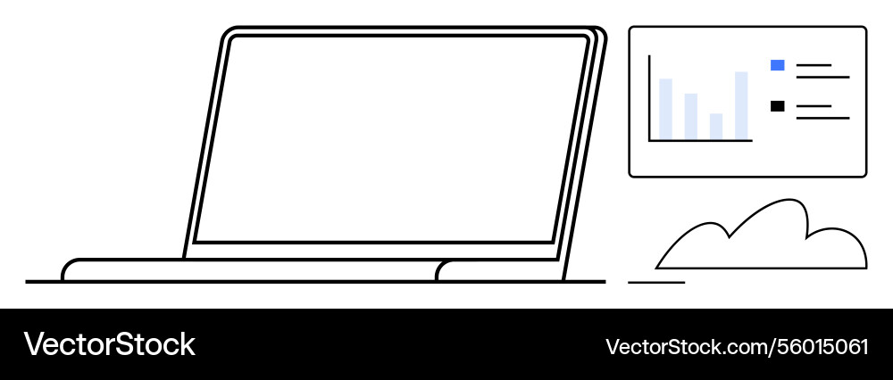 Laptop with data analytics dashboard and cloud vector image