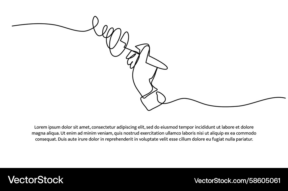 One line of whisk abstract minimal continuous Vector Image