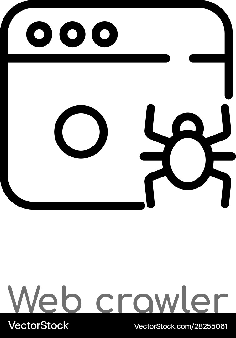 Outline web crawler icon isolated black simple Outline web crawler icon isolated black simple Vector Image