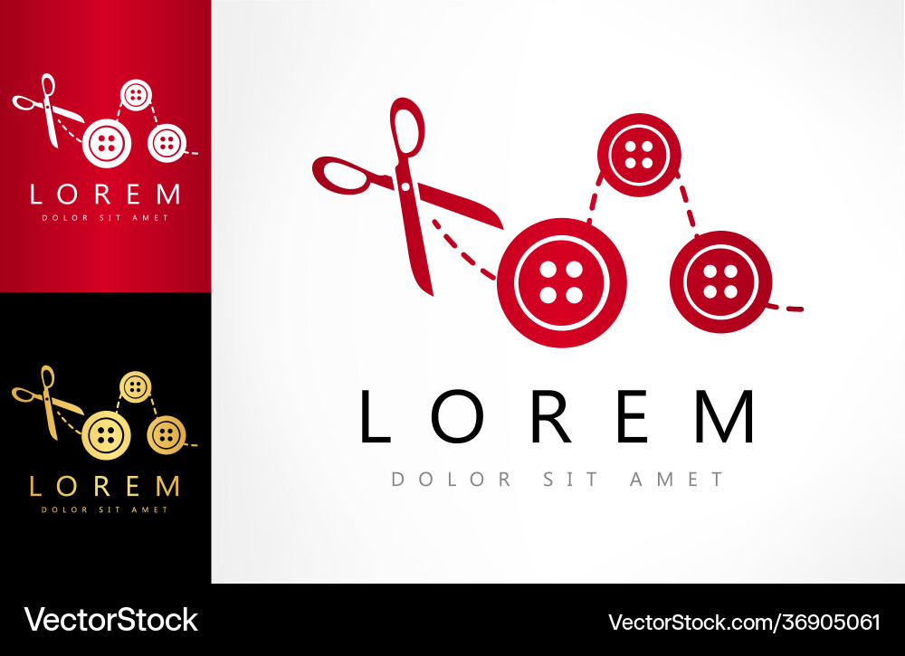 Scissors and cloth buttons logo Vector Image