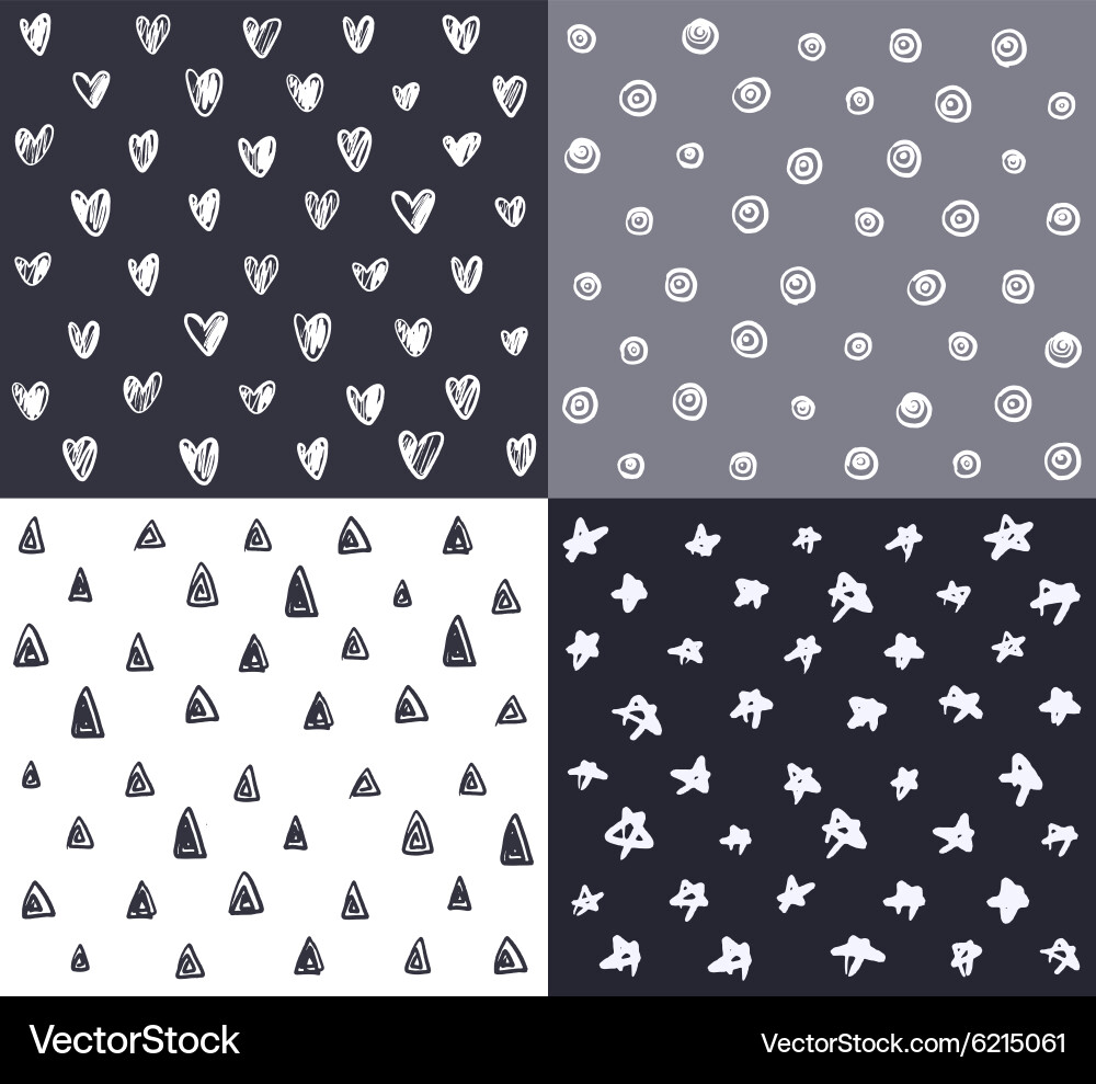 Seamless patterns with hand drawn elements vector image