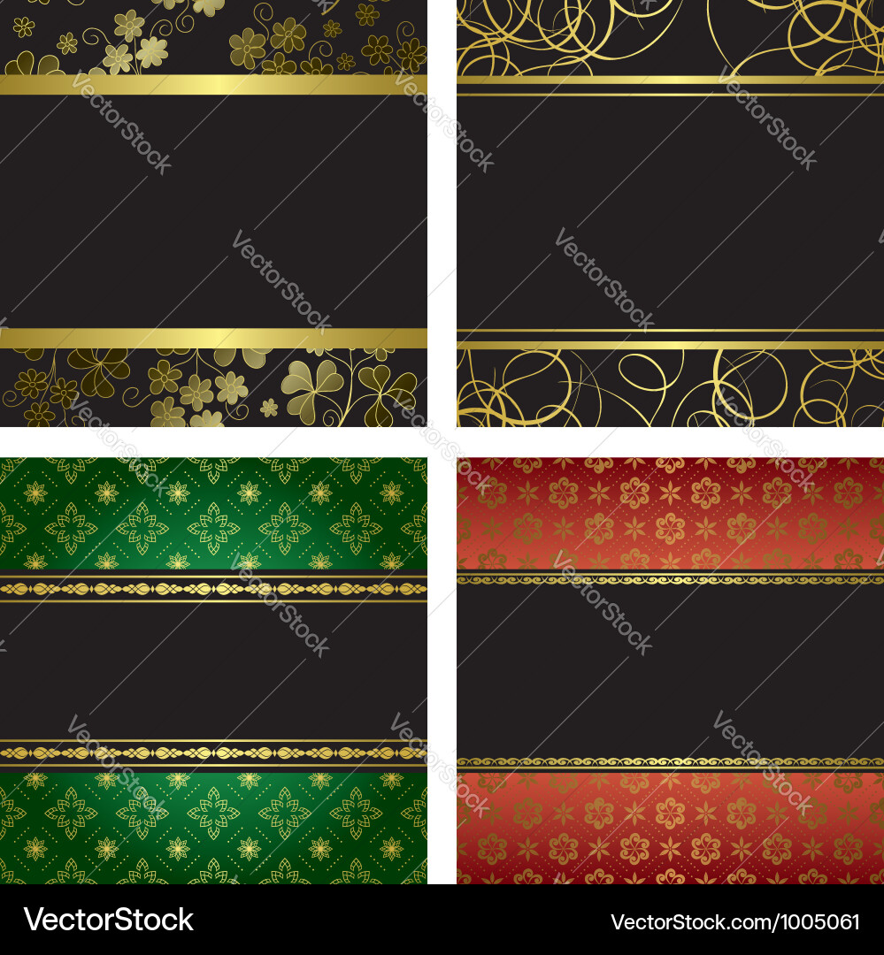 Set - black card with golden frames Vector Image