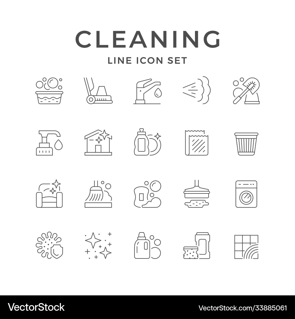 Set line icons cleaning Vector Image