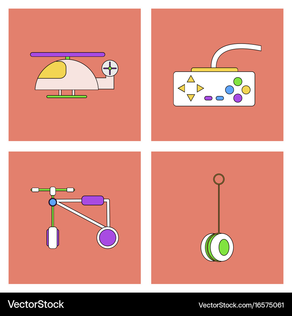 Set of children toys in different sets flet Vector Image