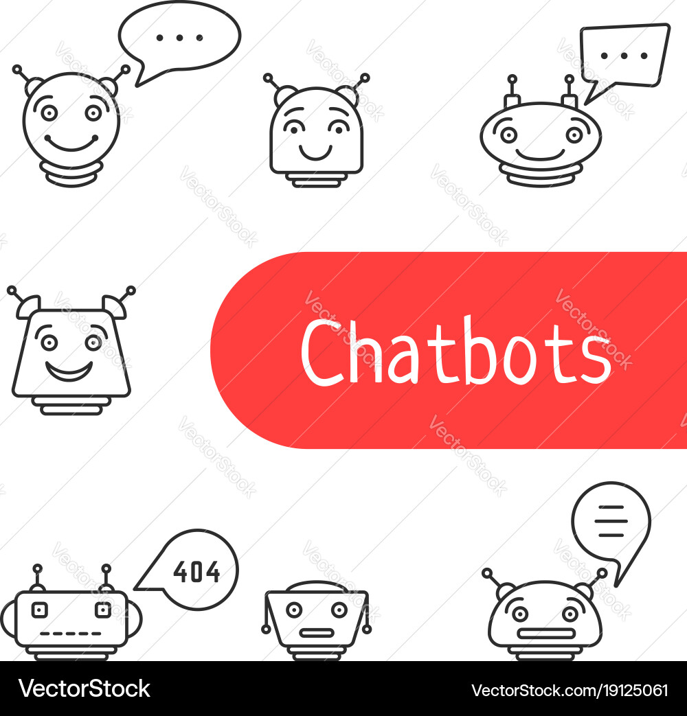 Set of simple thin line chatbot icon Vector Image